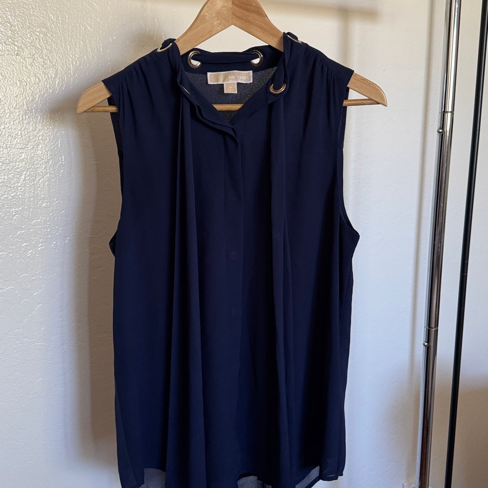 MICHAEL Michael Kors Navy Sleeveless Tie-Neck Camisole with Grommet Detail